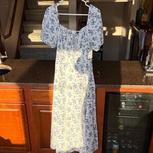 SHEIN Floral Blue and White Dress
